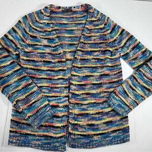 Cozy Multi-Stripe Open-Front Cardigan Sweater